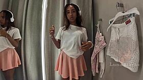 Hey, Check Out This Sexy Latina Flashing Tits In Public Fitting Room