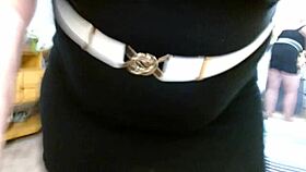 Topless Mature Spreads Natural Tits Ass in Thong Parade