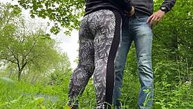 damn that bbw milf's wet cameltoe in leggings felt insane while i made her huge natural tits cum covered