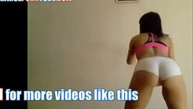 Latina slut dances in spandex shorts flashing cameltoe