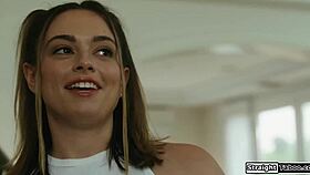 coach fucks pregnant cheerleader deep to keep her secret safe