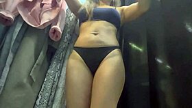 Real Russian Milf Strips Panties in Hidden Dressing Room