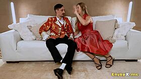 busty blonde with massive jugs gargles cock and smooth pussy in hd