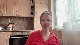 kinky glasses girl teases with huge assets long nails