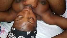 Ebony slut Jhodez1 throats big dick eyes wide no teeth swallows huge cumload