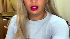 Stunning transsexual strokes and milks hot load at home