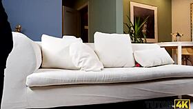 blonde tutor with glasses caught with sex toys gets bent over for doggystyle pounding