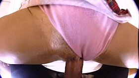 Japanese college girl exposes pussy in room