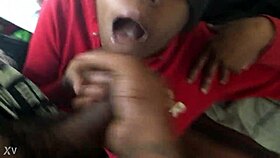 ebony babe trim sucking huge black cock deep and sloppy