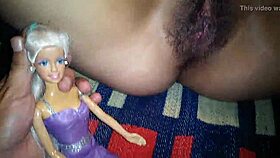 colombian slut shoves barbie doll deep into her dripping cunt