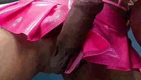 ebony shemale chokes on thick cock throatfucked deep and rough