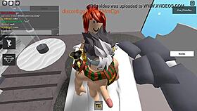 Spanish stud pounds fiery redhead in roblox condo fuckfest