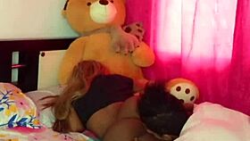 surprise petite latina in room leads to passionate bent over creampie fuck