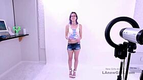 Wow! Purple-Hair Model Fucked Wild In Steamy Audition Couch!