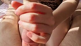 hot sunny handjob cumshot massage lingerie