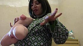 mature woman wakes young man to fill her sex doll with creampie