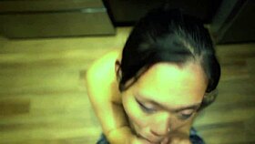 Hey, Watch This Busty Asian Babe Sloppily Suck Huge Cock in Kitchen POV