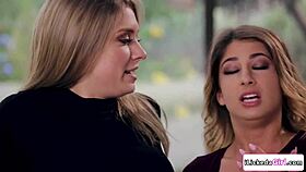 blonde officer dives into threesome with lesbian couple licking and tribbing