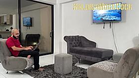 😏 my hot roommate teases with dirty talk then rides my cock creampie style 🔥