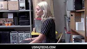 Petite thief teen punished with deepthroat and rough pussy fuck