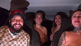 hey, uber driver picks up lesbian couple at airport and they all lick and squirt in the car