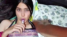 young asian housewife spreads her sweet pussy wide on homemade cam