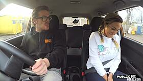 busty milf pounds big cock publicly during intense driving lesson orgasm
