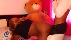 surprise petite latina in room leads to passionate bent over creampie fuck