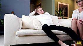 blonde tutor with glasses caught with sex toys gets bent over for doggystyle pounding