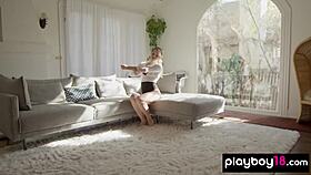 Flexible blonde Latina Alina Lopez fists and dildos her tight pussy solo