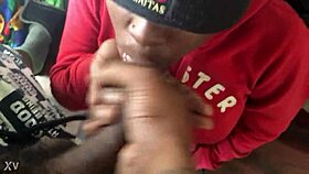 ebony babe trim sucking huge black cock deep and sloppy