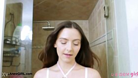 hot teen model strips down for steamy shower casting