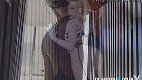 Blonde model Allie Nicole poses her round ass hotly