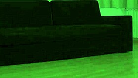 guys picture this busty brunette moaning as we double penetrate her shaved pussy on the sofa