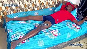 Petite ebony teen rides big fat black cock moaning in missionary and spooning creampie