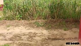 Curvy Ebony BBW Rides Big Cock in School Garden