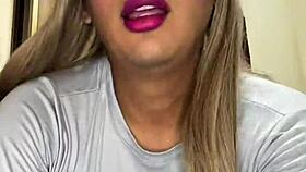 Stunning transsexual strokes and milks hot load at home