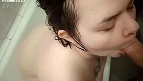 Amateur couple fucks hard in bathroom after steamy shower