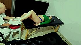 During foot bath massage he licks toes sucks feet and explodes cum on them