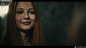 blonde vampire seduces redhead babe into lezdom slave play with facesitting