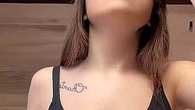 her braless huge tits in tight tanktop make me so horny all day