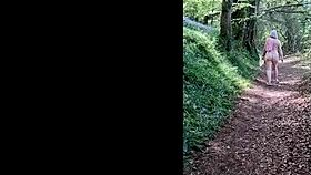 Oh wow naughty housewife strips naked wanks orgasm in woods