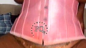 Ebony teen pounds huge rainbow dildo deep in pussy on bed boobs bouncing