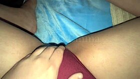 sexy indian milf gropes milky big boobs while fingering her hairy wet pussy