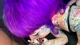 Goth PAWG takes first raw BBC pounding for interracial creampie finish