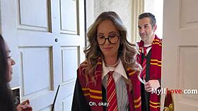 yo, this potter-obsessed skinny milf can't get enough of those magic wands