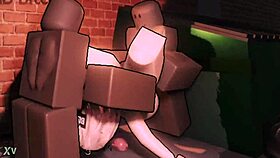 Bratty white femboy bent over alley gangbanged by two monster BBCS