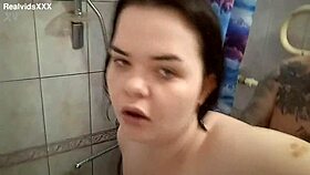 Amateur couple fucks hard in bathroom after steamy shower