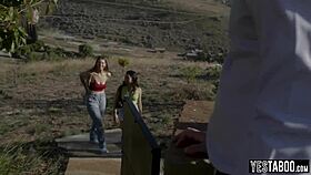 wild threesome vibes with two busty babes and celeb guide 😈👯‍♀️🍆