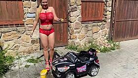 busty milf magician lenushka doll squirts wildly in car backseat chaos